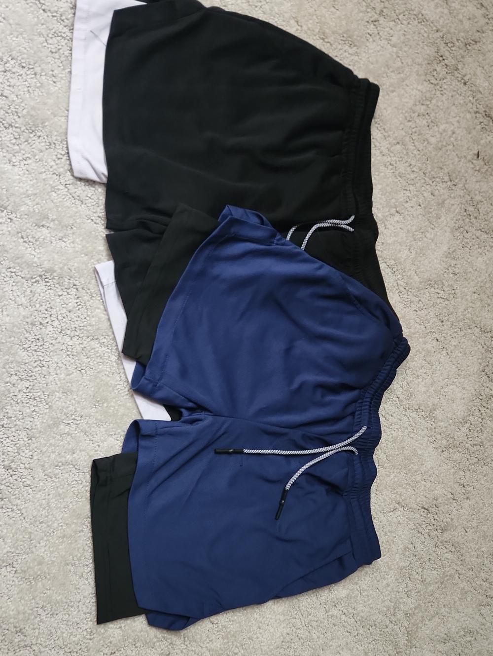 Athletic Casual Drawstring Shorts - Navy & Black
